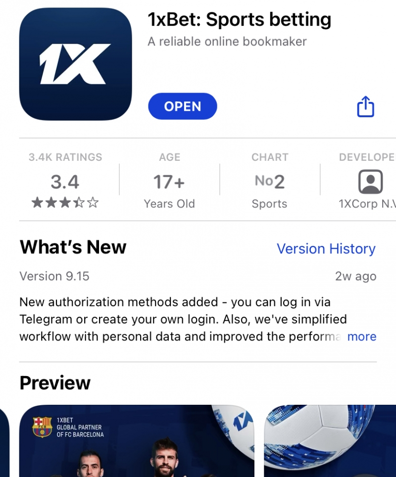1XBET Mobile App Apple Appstore